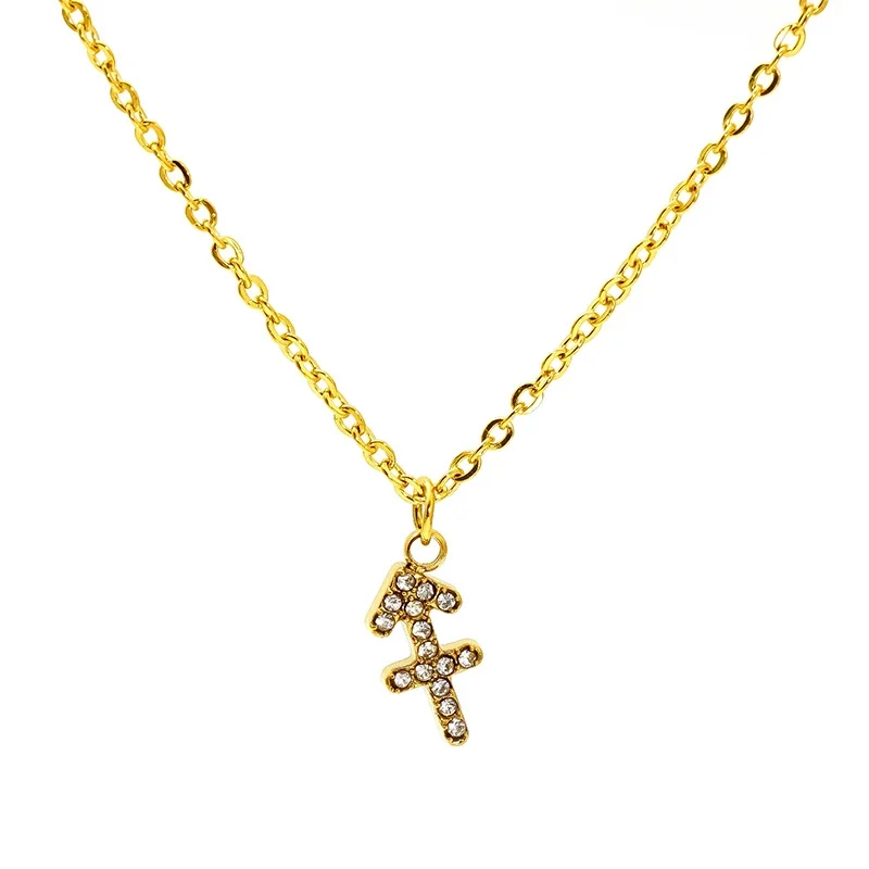 Celestial 18K Gold-Plated Pavé Zodiac Pendant Necklace - Gold Sagittarius