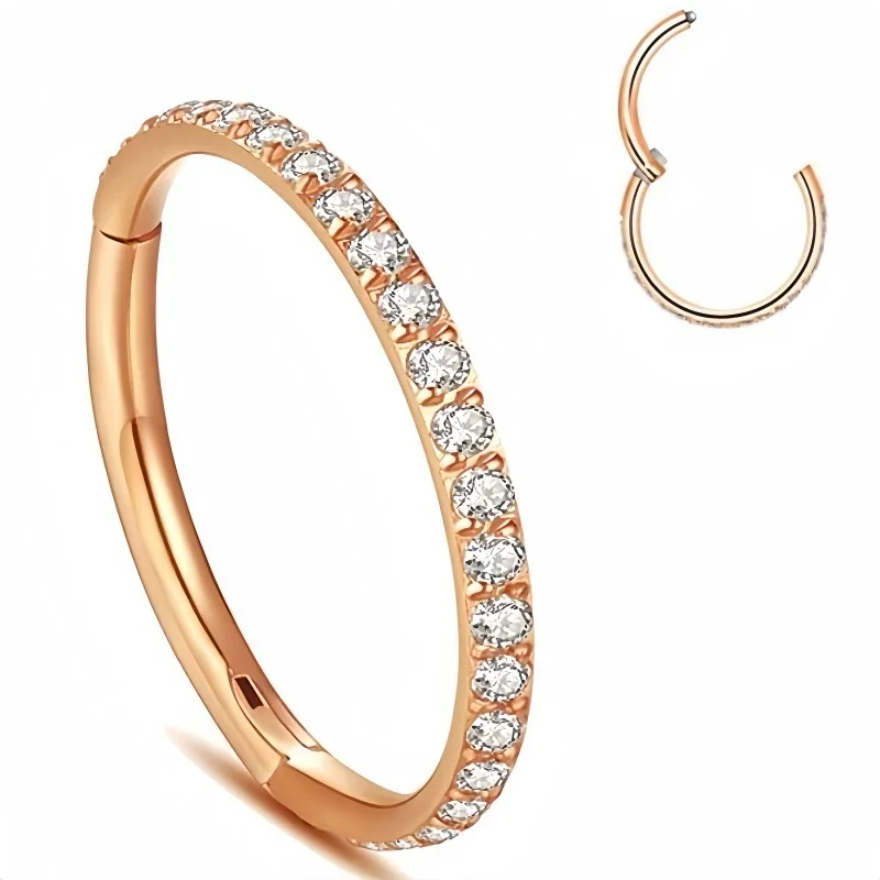 Sleek 316 Steel Side CZ Hinged Hoop Earrings