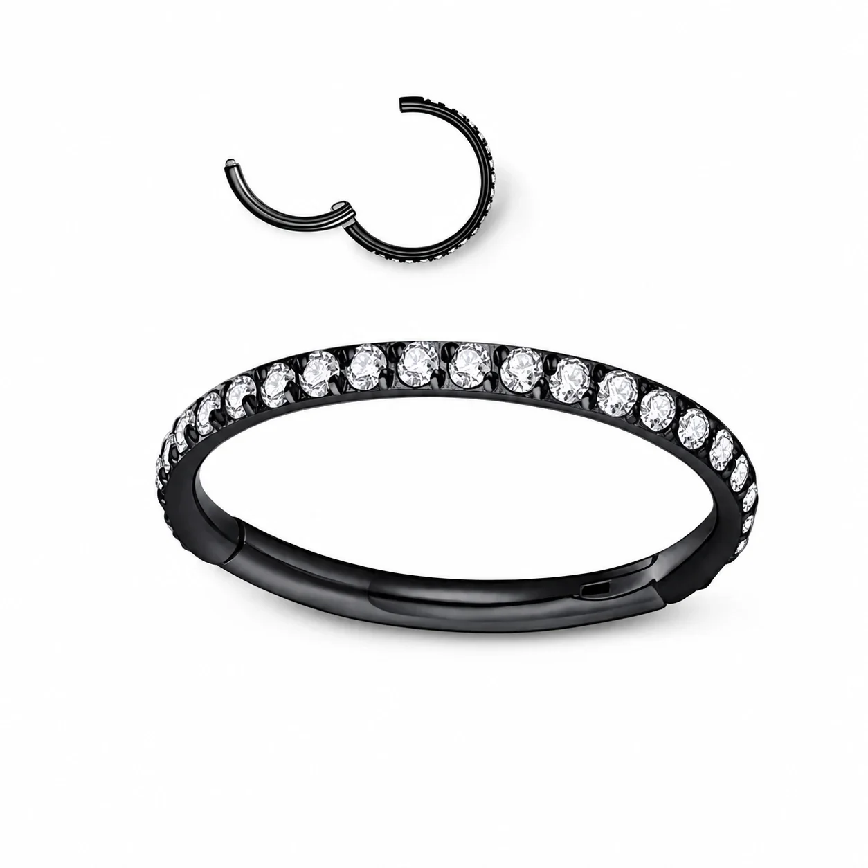 Sleek 316 Steel Side CZ Hinged Hoop Earrings