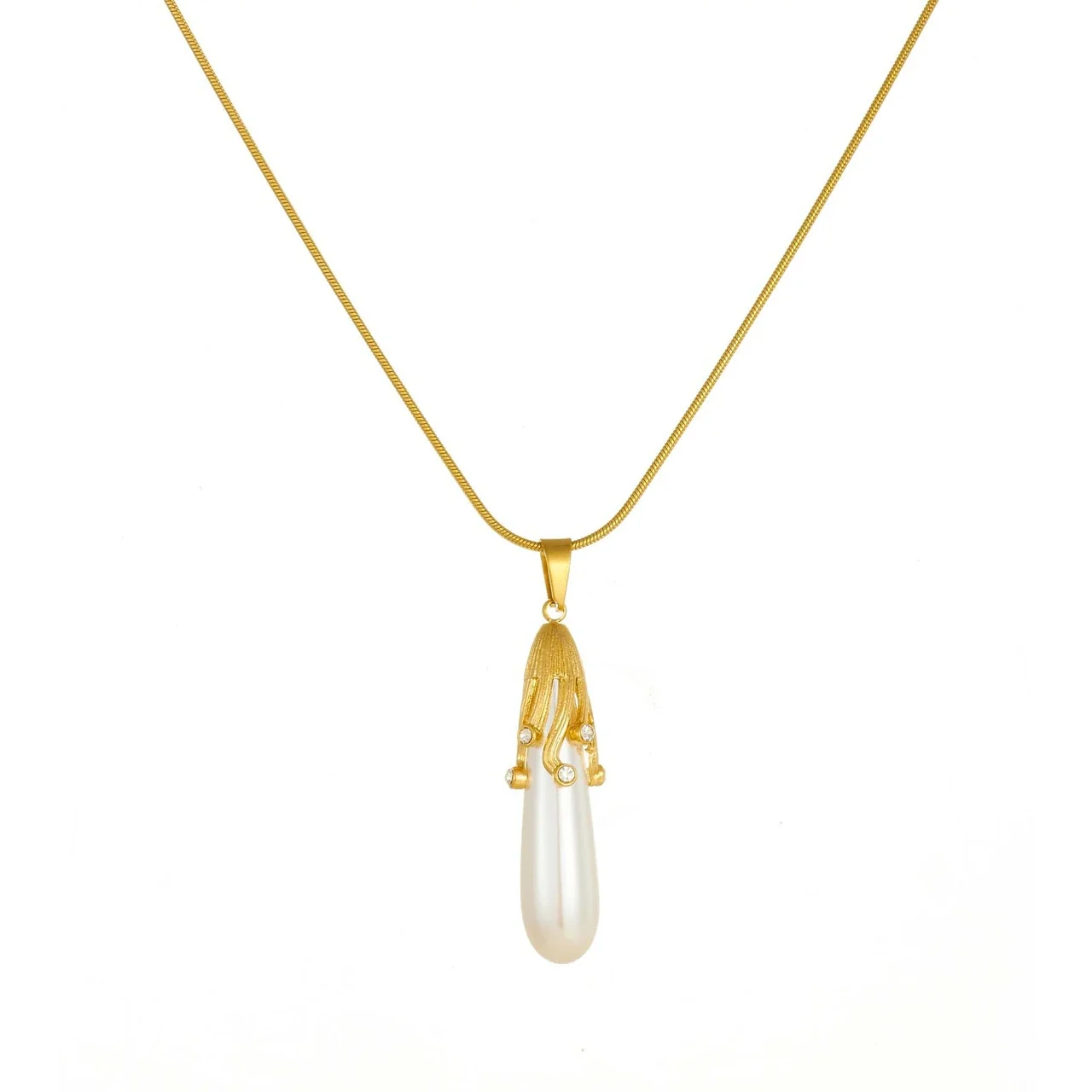 Hangerketting met Pareleffect Druppel en Vergulde Slangenketting