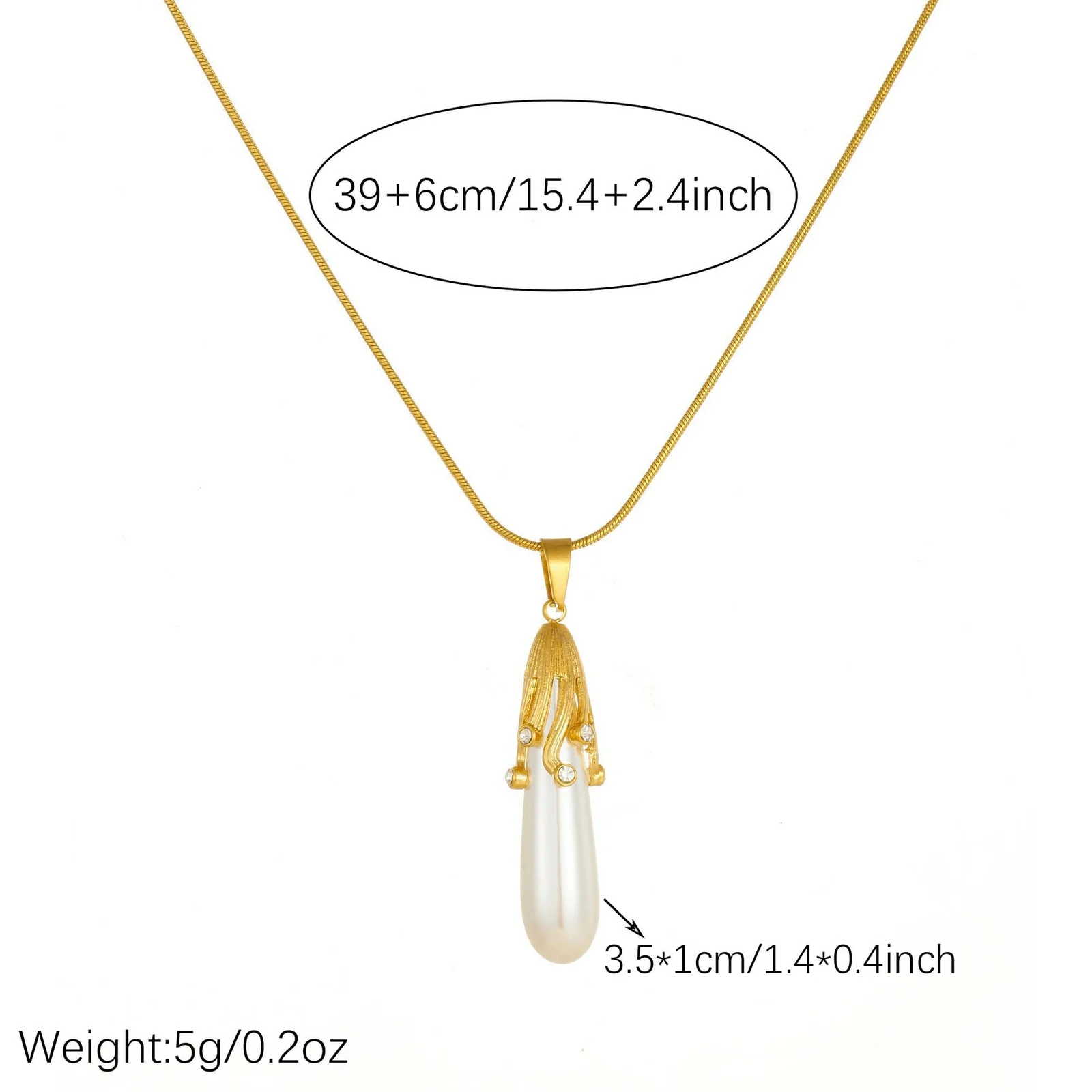 Hangerketting met Pareleffect Druppel en Vergulde Slangenketting productfoto