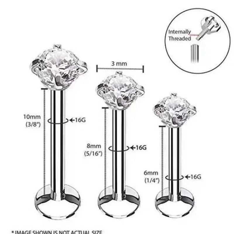 Polished 316 Stainless Steel Round CZ Stud Earrings