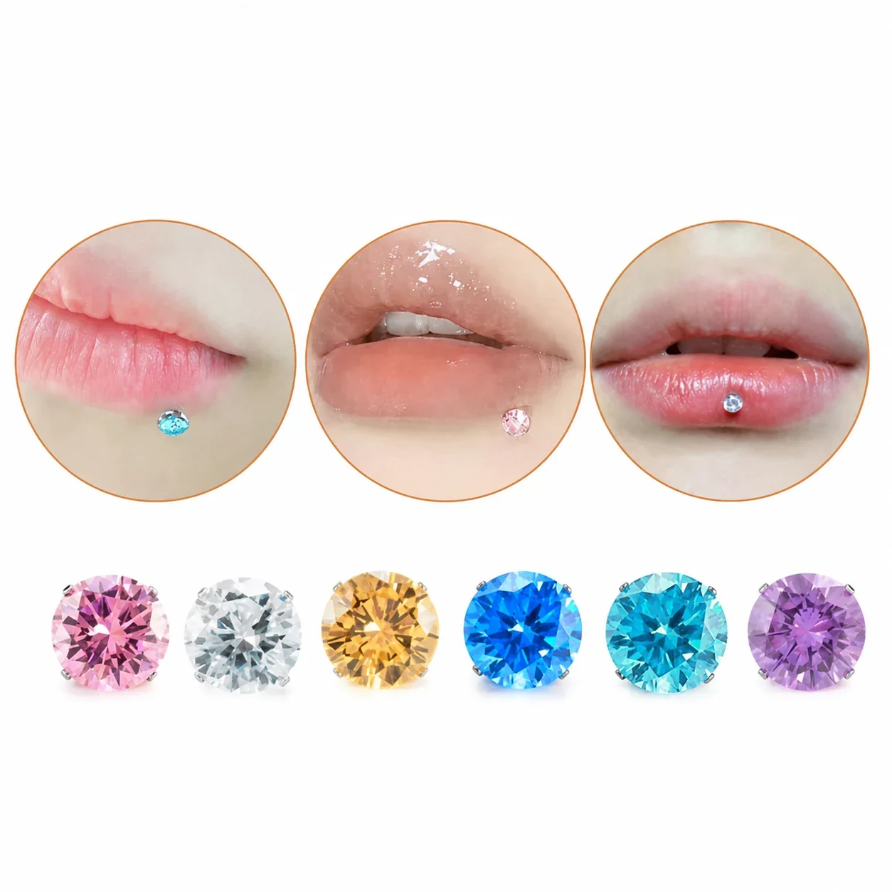 Polished 316 Stainless Steel Round CZ Stud Earrings
