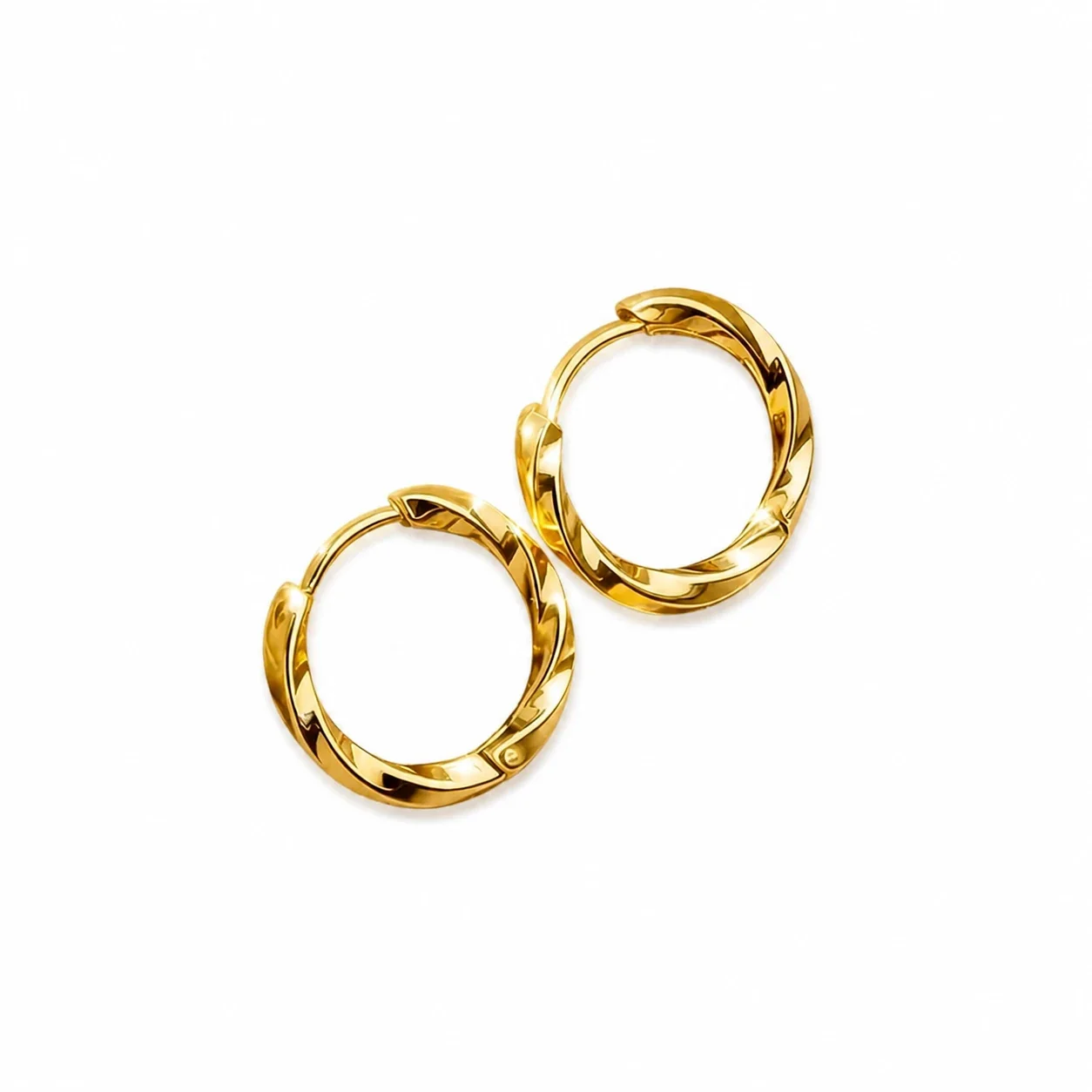 Hoop Earrings with Twisted Wave 316 Stainless Steel PVD