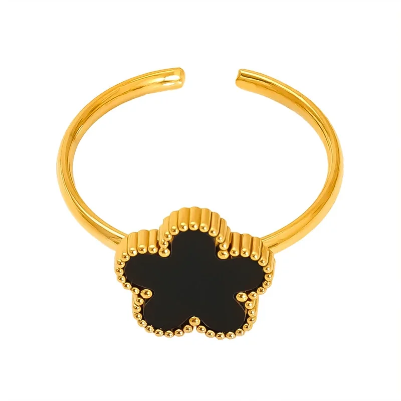 Playful Gold-Plated Open-Front Motif Stacking Ring