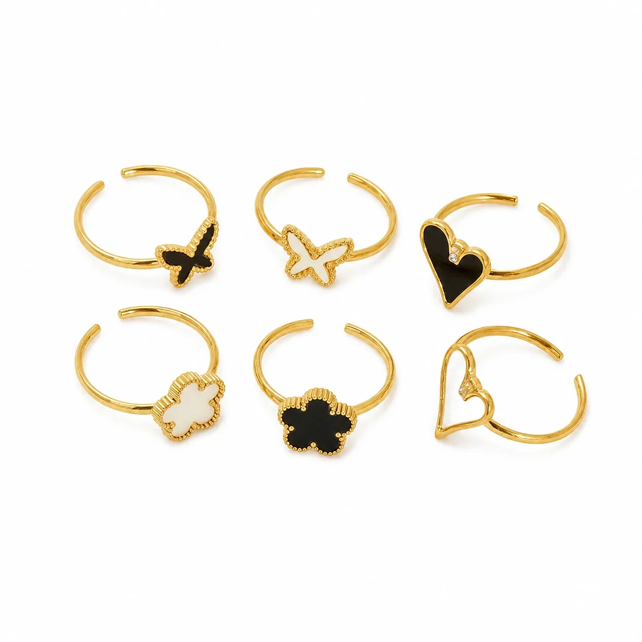 Playful Gold-Plated Open-Front Motif Stacking Ring