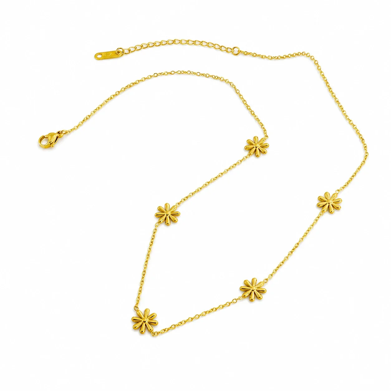 Dainty Gold-Plated Stainless Steel Five Daisy Necklace