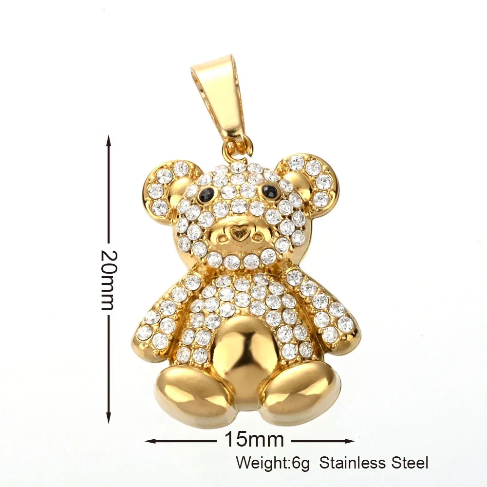 Playful 316 Stainless Steel Pavé Charm Pendant