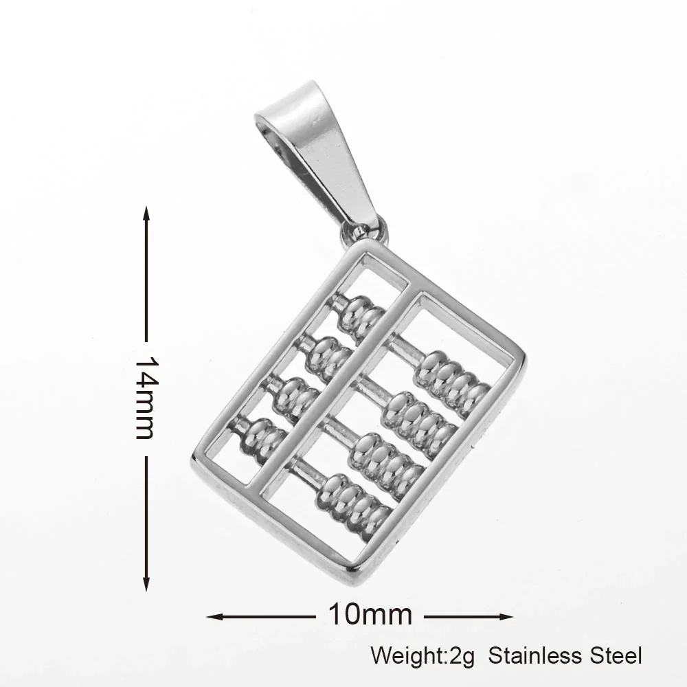 Playful 316 Stainless Steel Pavé Charm Pendant - Abacus Silver
