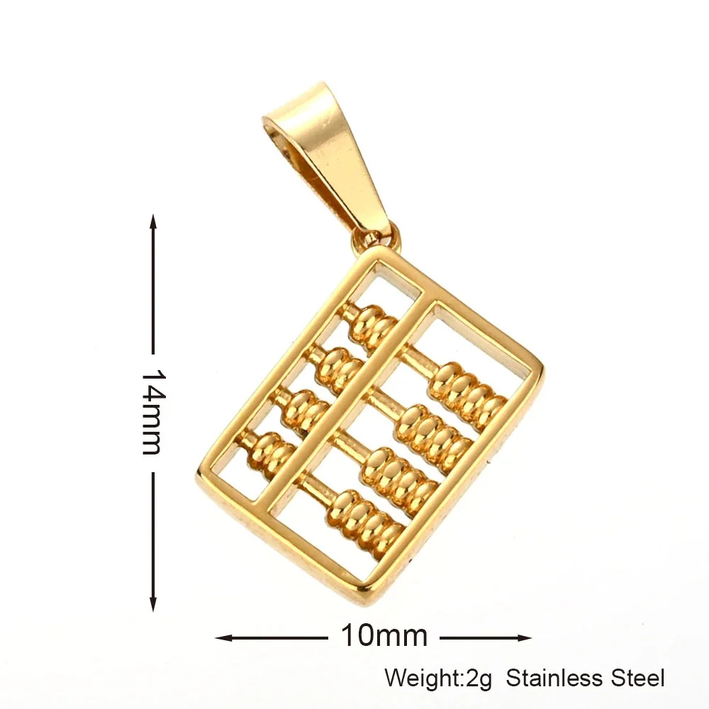 Playful 316 Stainless Steel Pavé Charm Pendant - Abacus Gold