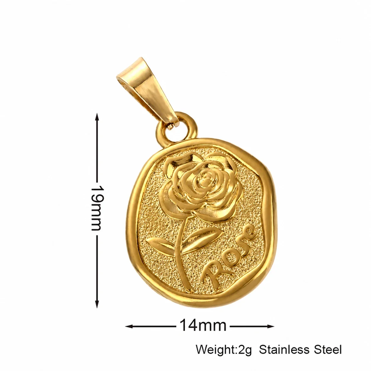 Playful 316 Stainless Steel Pavé Charm Pendant - Rose Gold