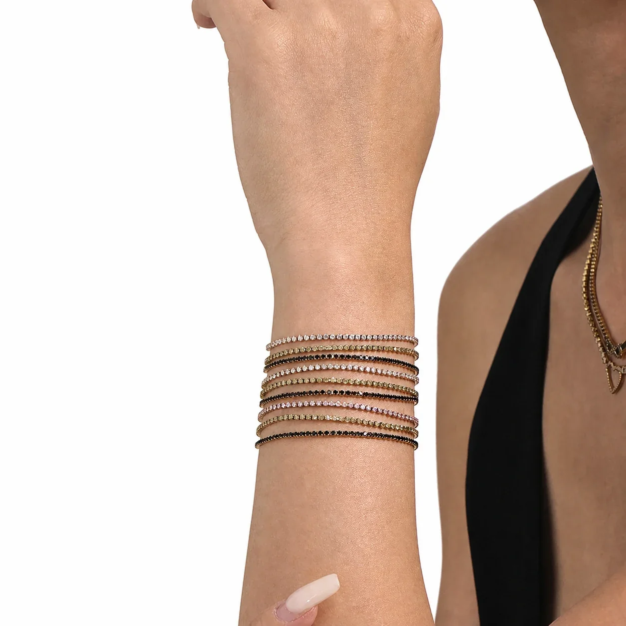Delicate 18K Gold-Plated Stainless Steel Round CZ Tennis Bracelet