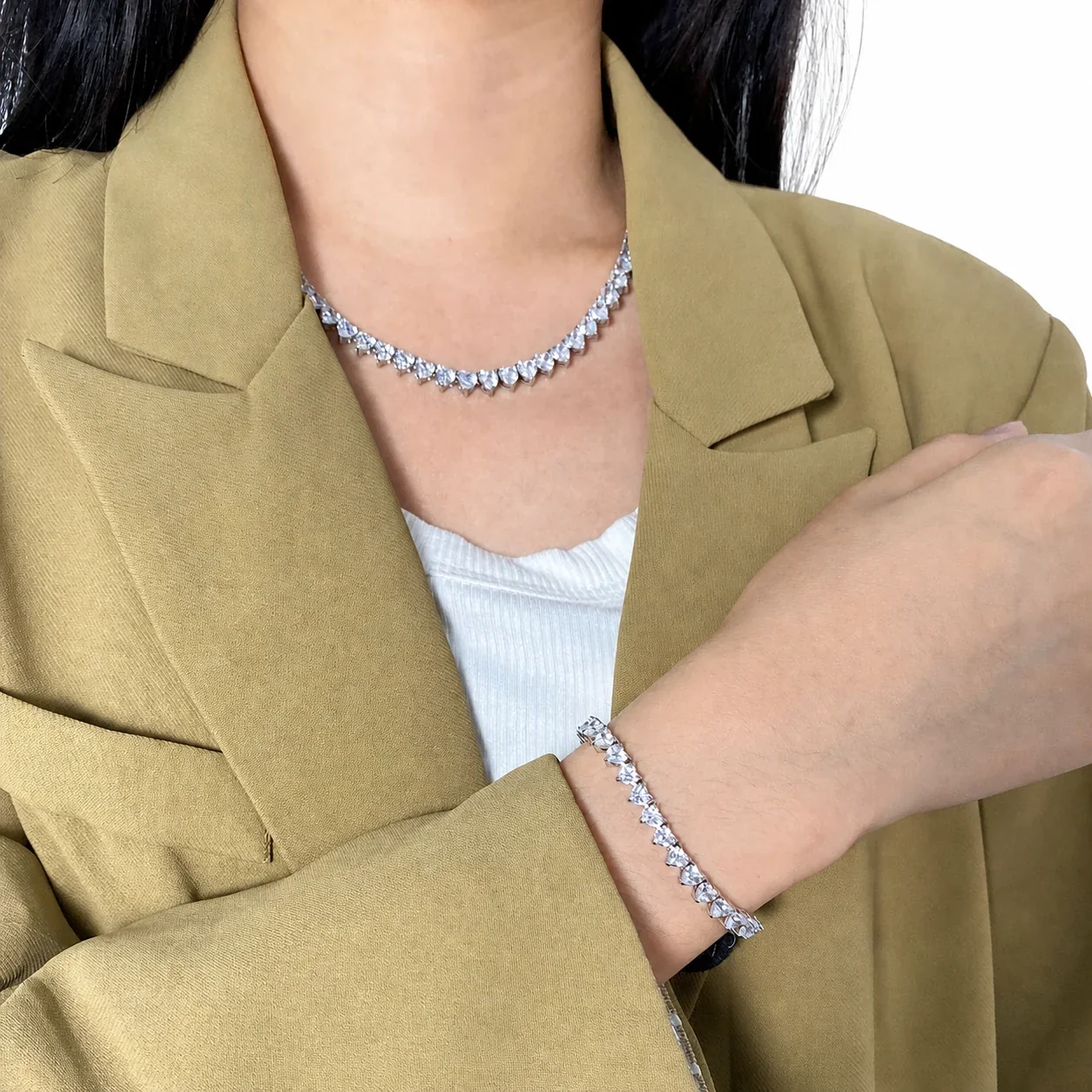 Radiant 316 Stainless Heart CZ Tennis Bracelet