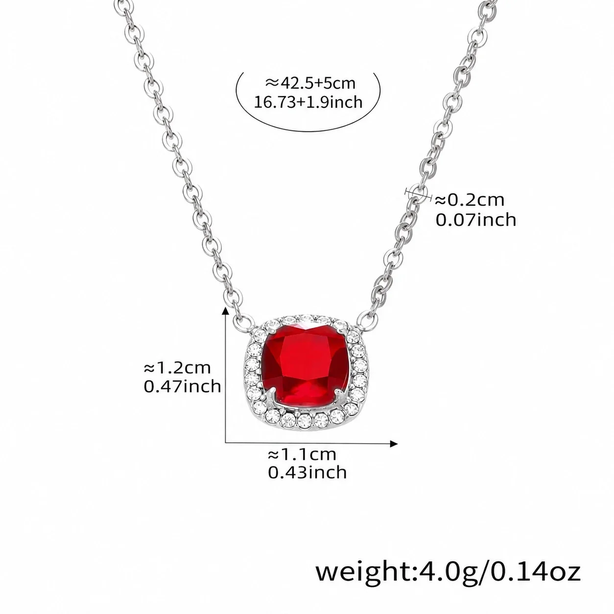 Radiant Gold-Plated Red Cushion CZ Jewelry Set - Gold Red CZ + cm