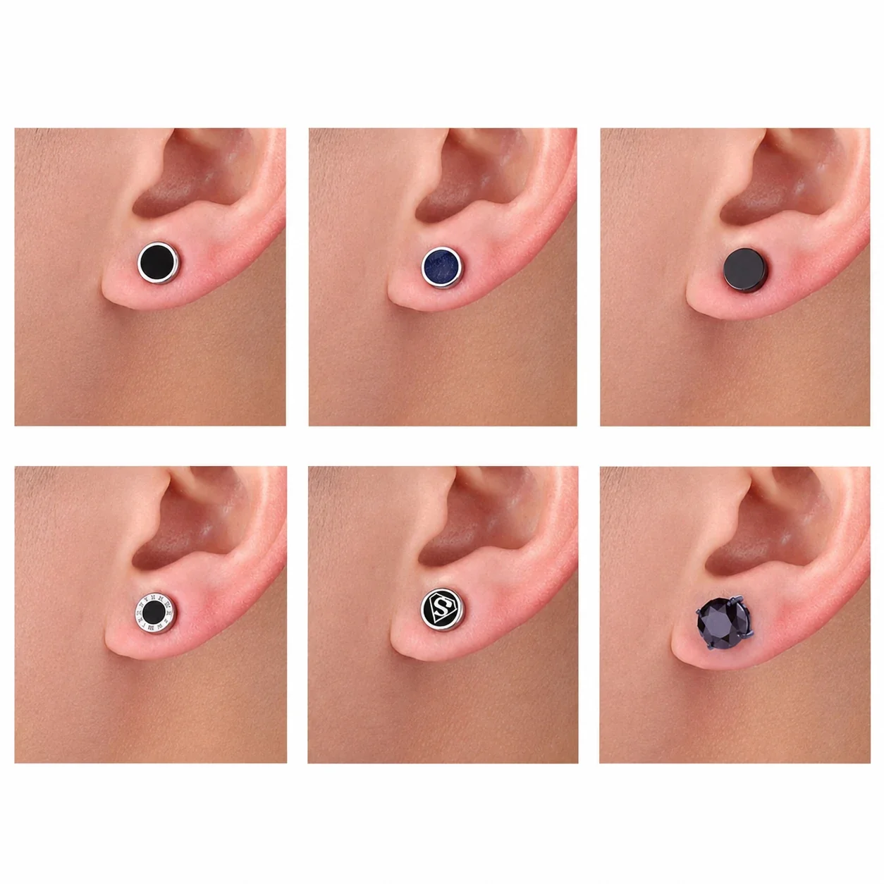 Minimal Stainless Steel Round Disc Magnetic Clip-On Stud Earring