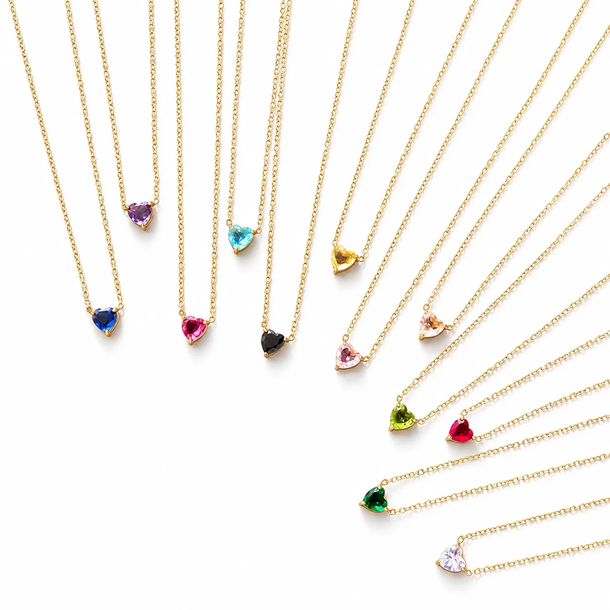 Dainty 18K Gold-Plated Steel Heart Crystal Necklace