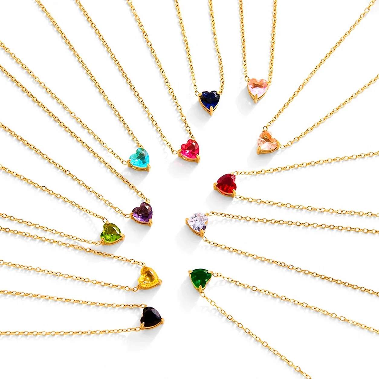 Dainty 18K Gold-Plated Steel Heart Crystal Necklace