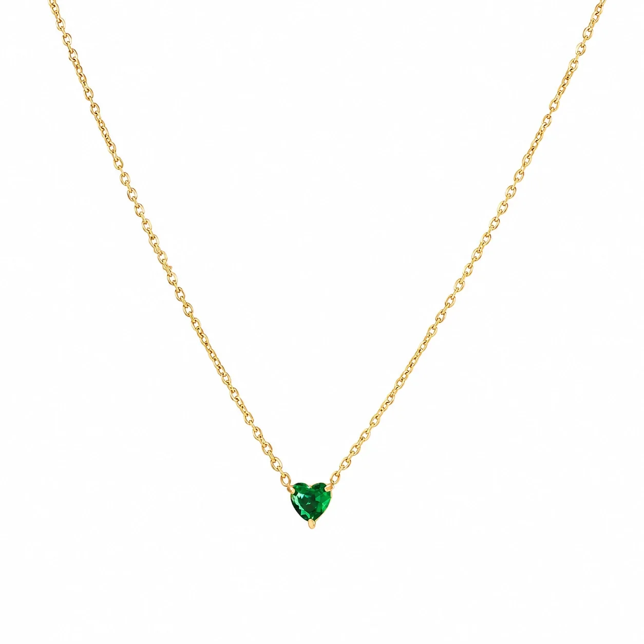 Dainty 18K Gold-Plated Steel Heart Crystal Necklace