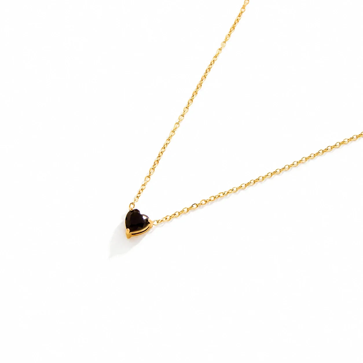Dainty 18K Gold-Plated Steel Heart Crystal Necklace - December Tanzanite-Blue Crystal