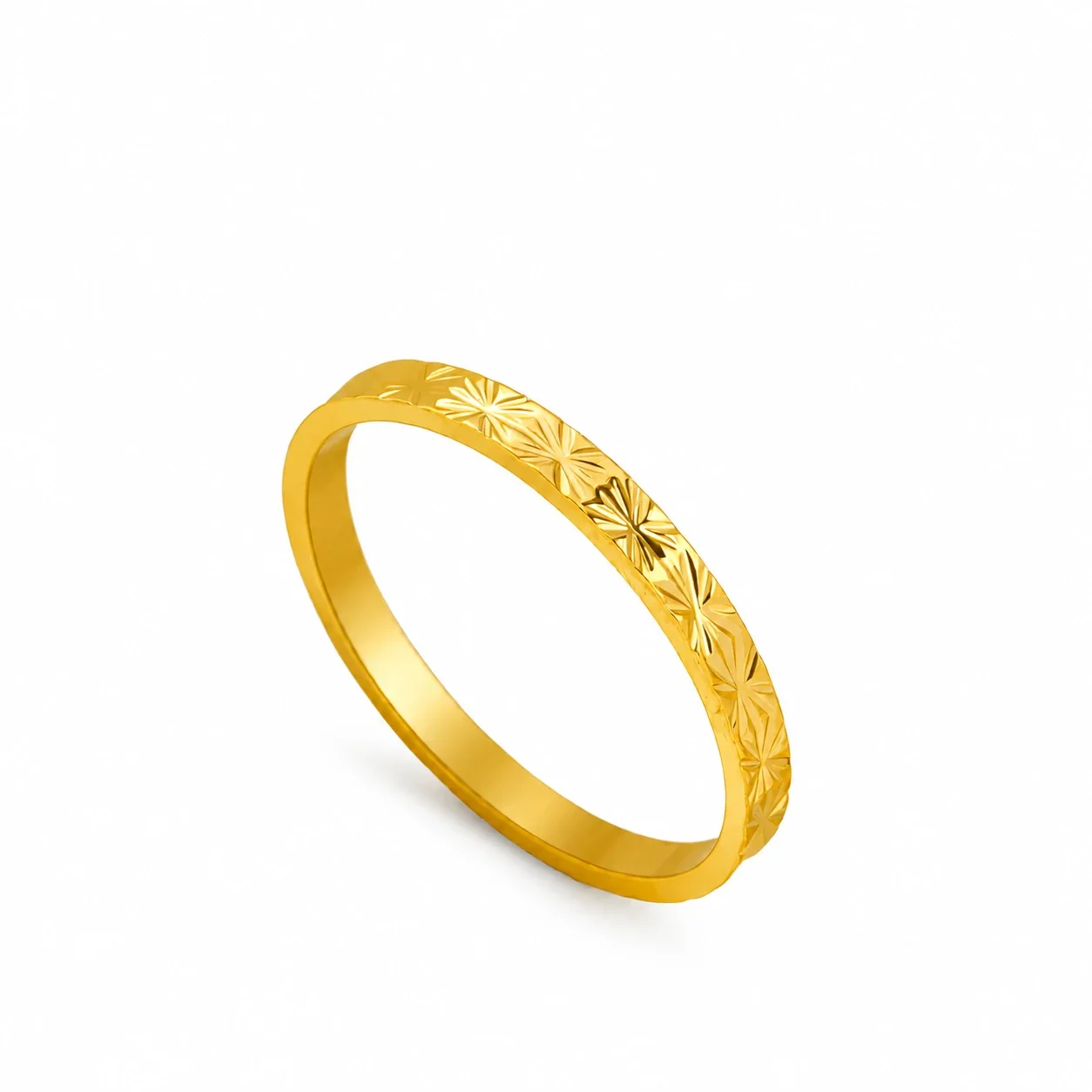 Starburst Band Ring, 2 mm Gold-Plated Stainless Steel