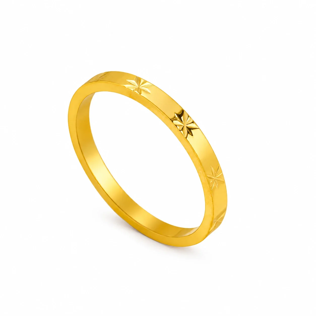 Starburst Band Ring, 2 mm Gold-Plated Stainless Steel