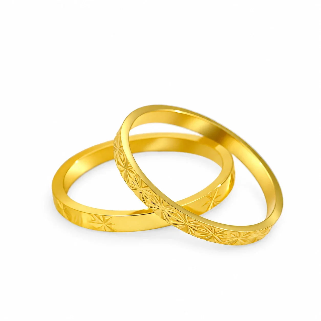 Starburst Band Ring, 2 mm Gold-Plated Stainless Steel