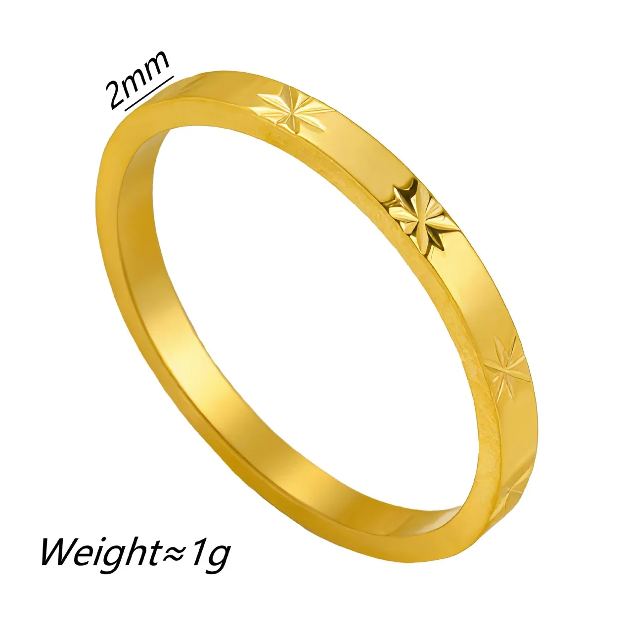 Starburst Band Ring, 2 mm Gold-Plated Stainless Steel