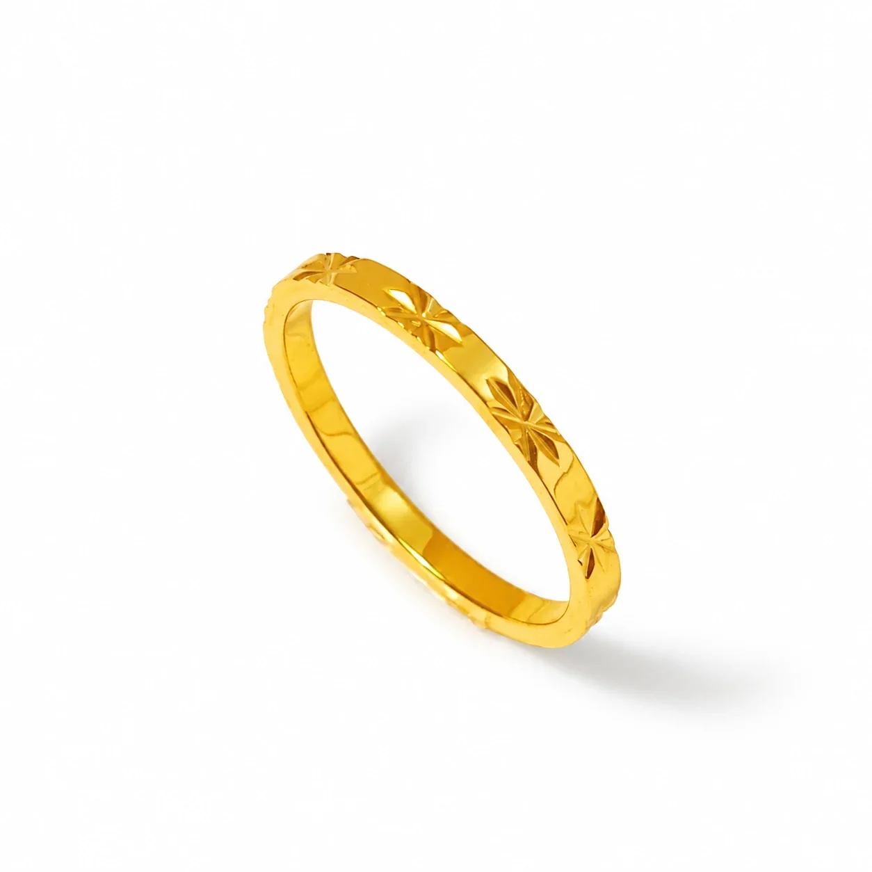 Starburst Band Ring, 2 mm Gold-Plated Stainless Steel - Gold Few Starbursts