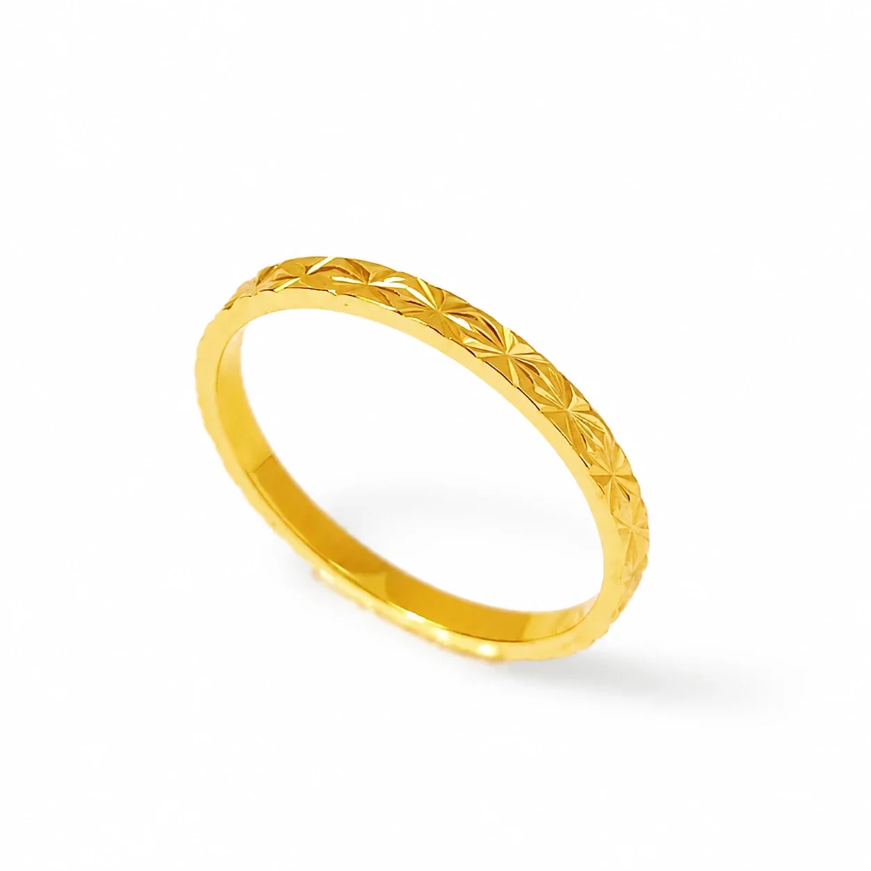 Starburst Band Ring, 2 mm Gold-Plated Stainless Steel - Gold Multi Starbursts