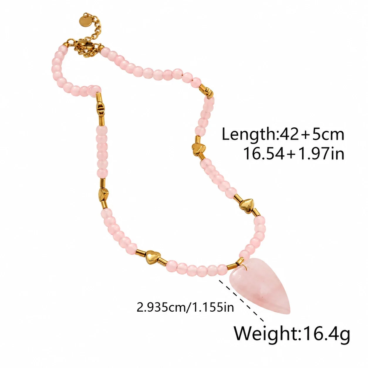 Photo produit : Parure collier et bracelet à perles cœur en acier plaqué or 18K