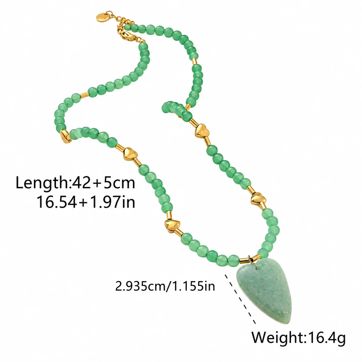 Photo produit : Parure collier et bracelet à perles cœur en acier plaqué or 18K