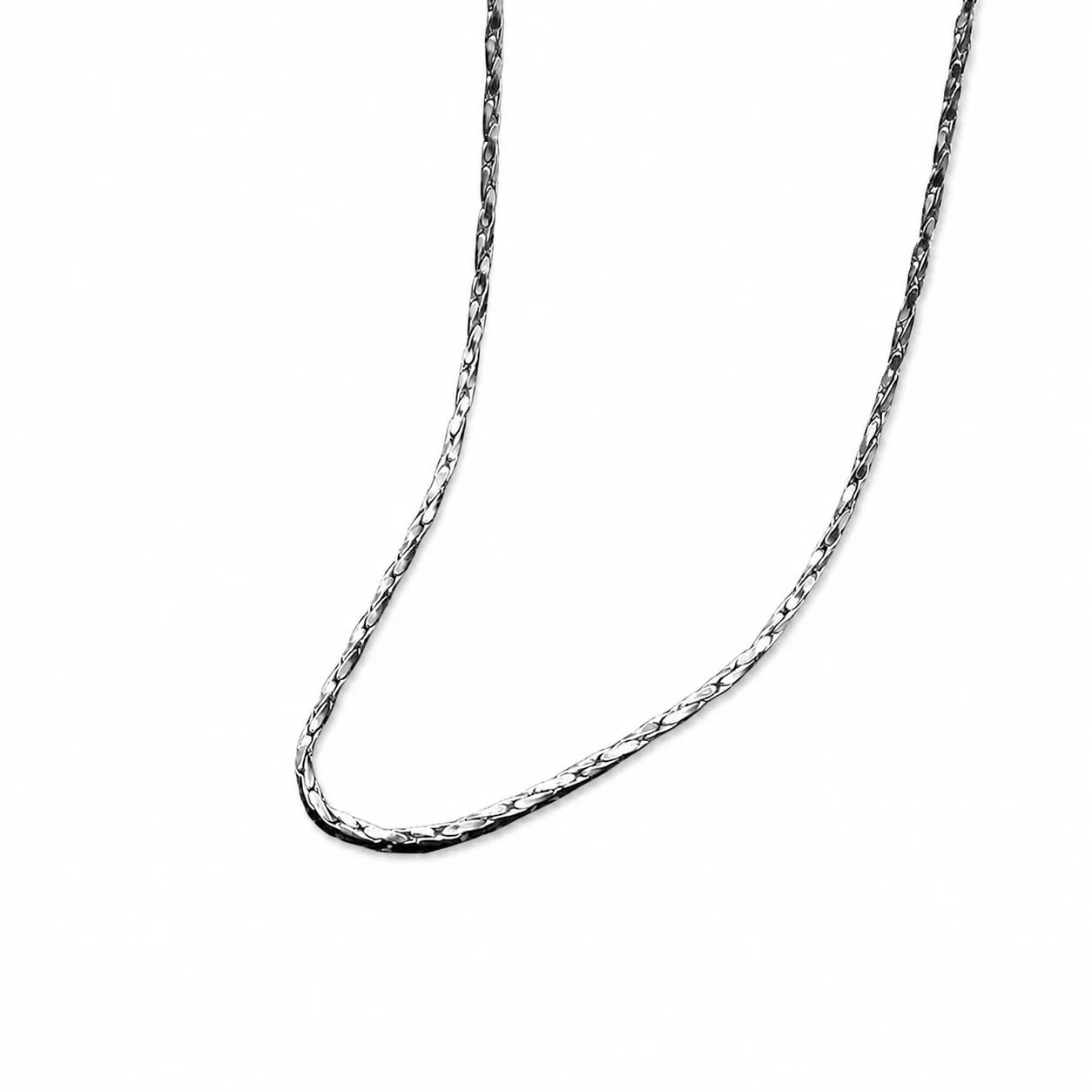 Sleek Stainless Steel Silver-Tone Wheat Chain Necklace