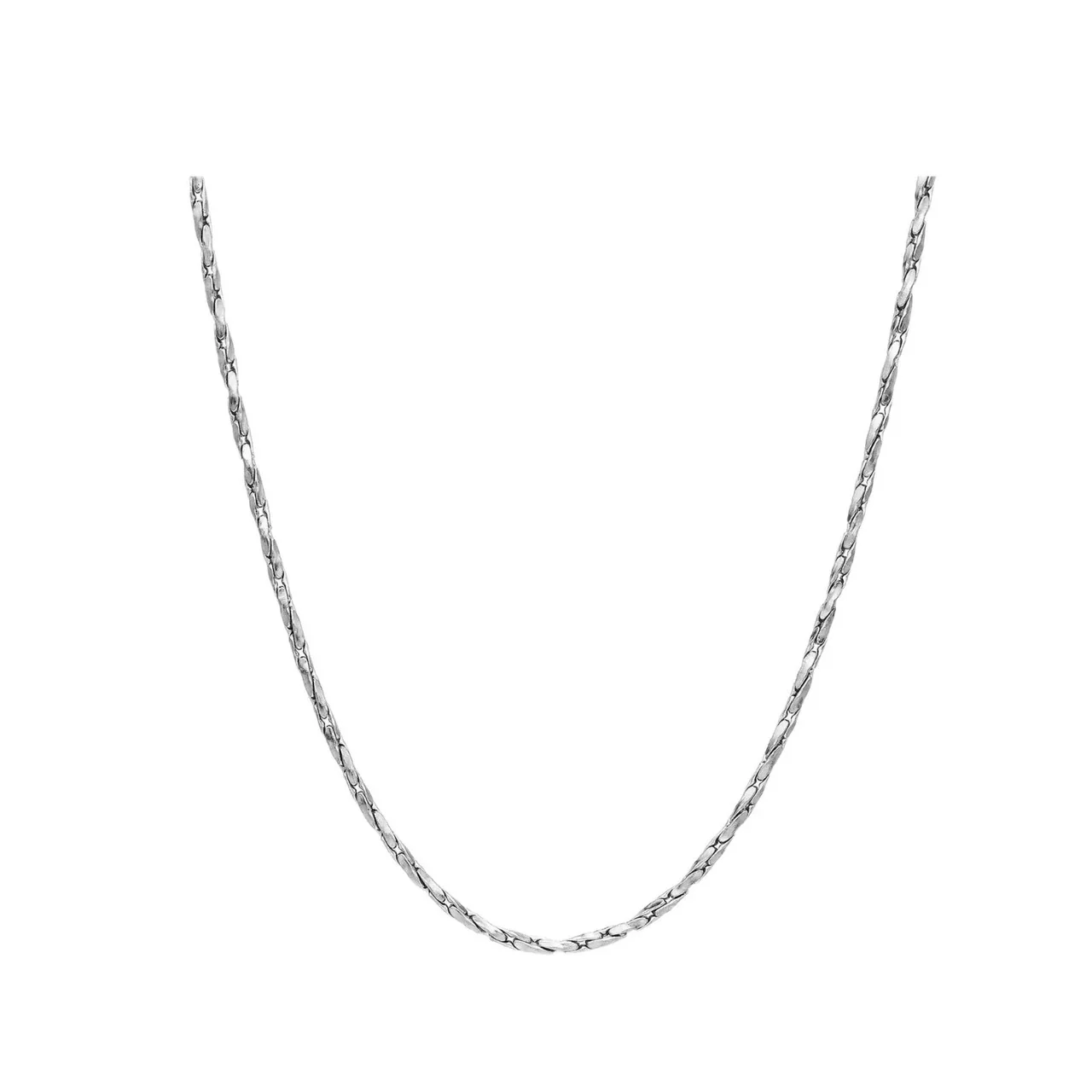 Sleek Stainless Steel Silver-Tone Wheat Chain Necklace