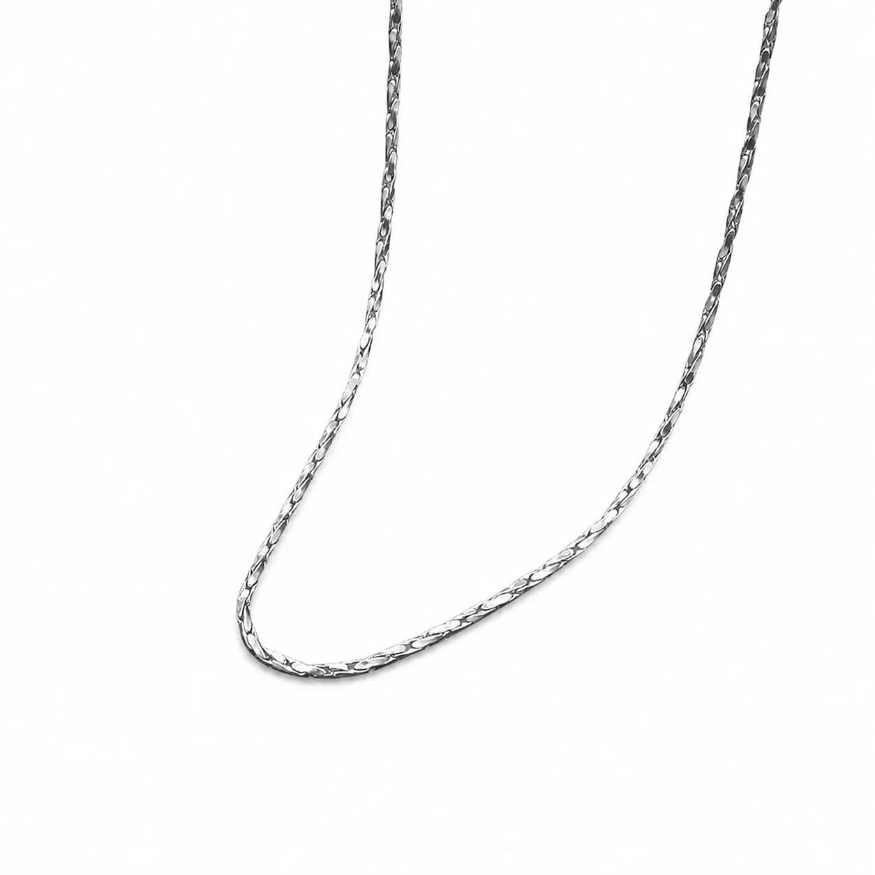 Sleek Stainless Steel Silver-Tone Wheat Chain Necklace - cm