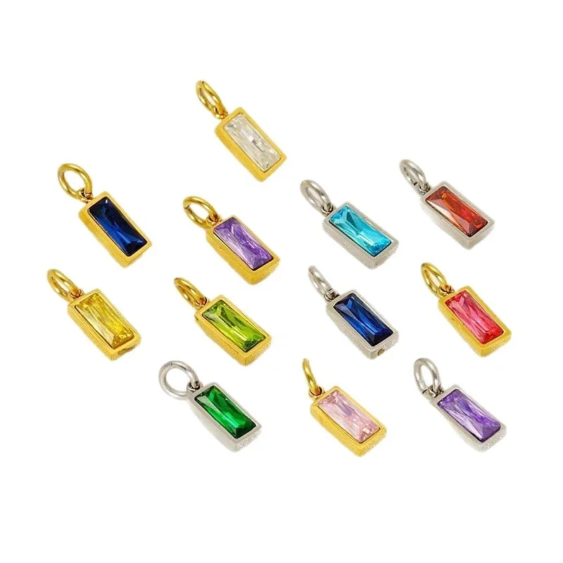 Refined Stainless Steel Baguette CZ Bezel Pendant