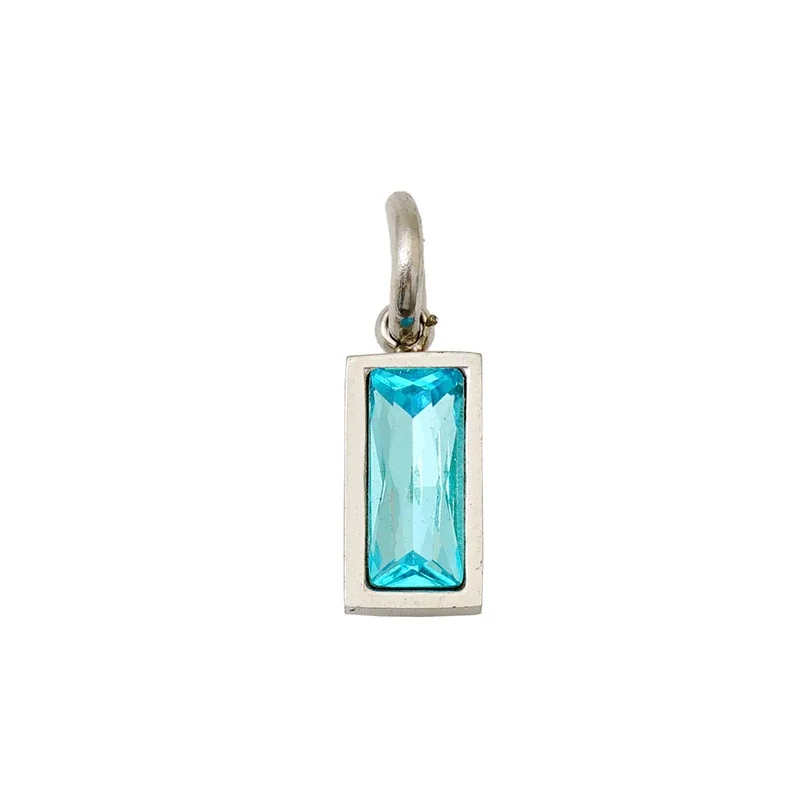 Refined Stainless Steel Baguette CZ Bezel Pendant - March Silver