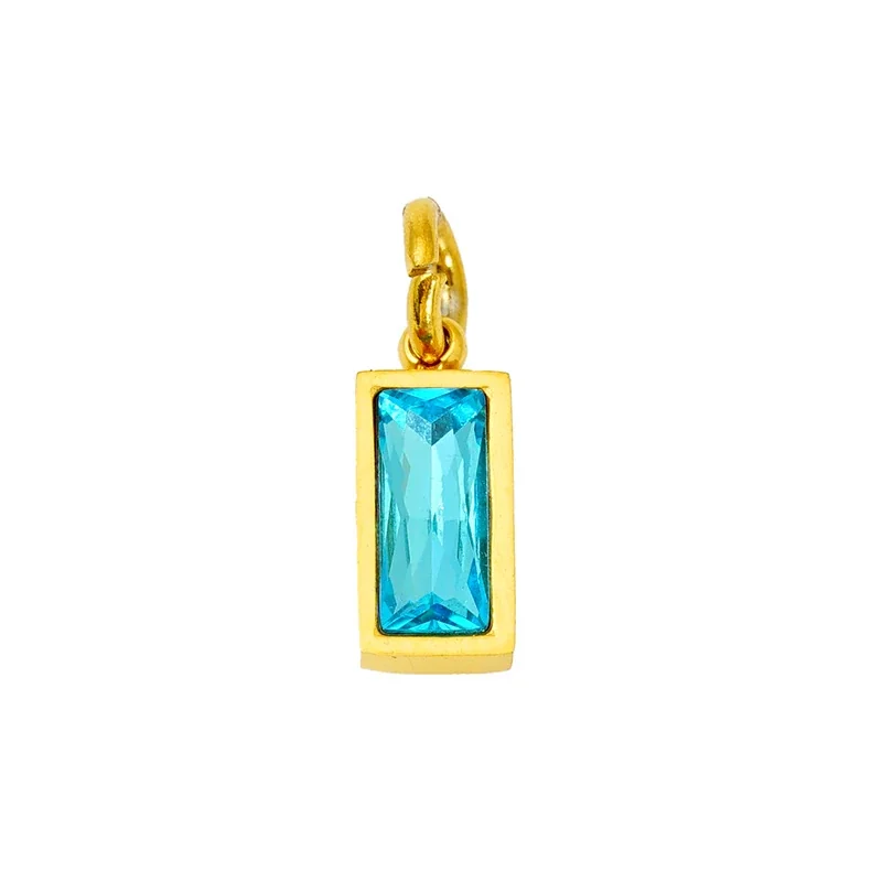 Refined Stainless Steel Baguette CZ Bezel Pendant - July Silver