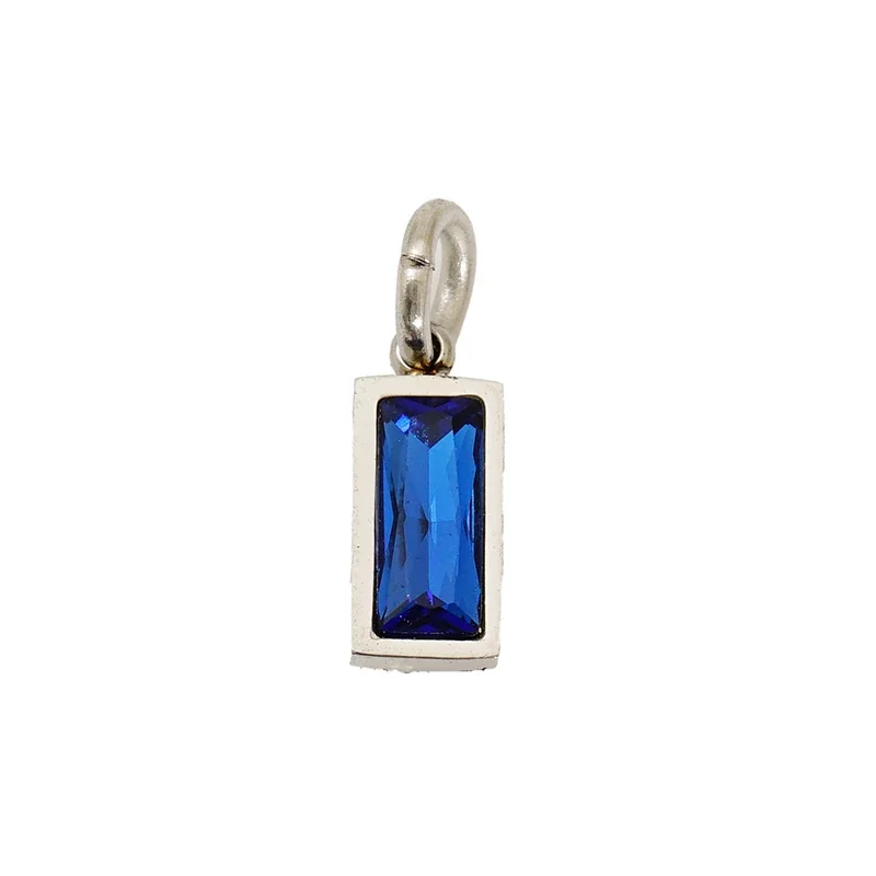 Refined Stainless Steel Baguette CZ Bezel Pendant - September Silver