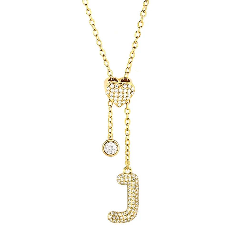 Polished 316 Stainless Steel Pavé Initial Necklace