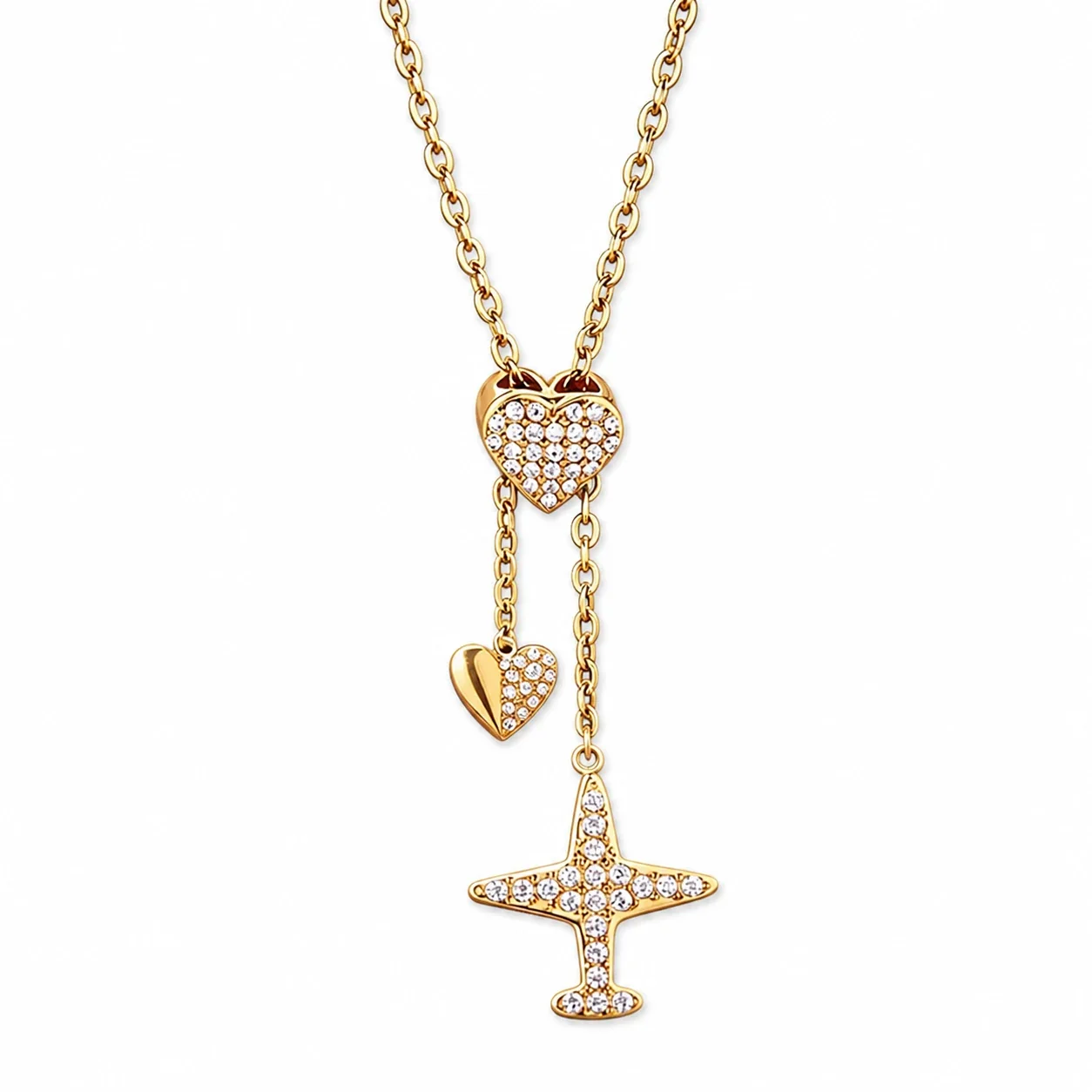 Polished 316 Stainless Steel Pavé Initial Necklace