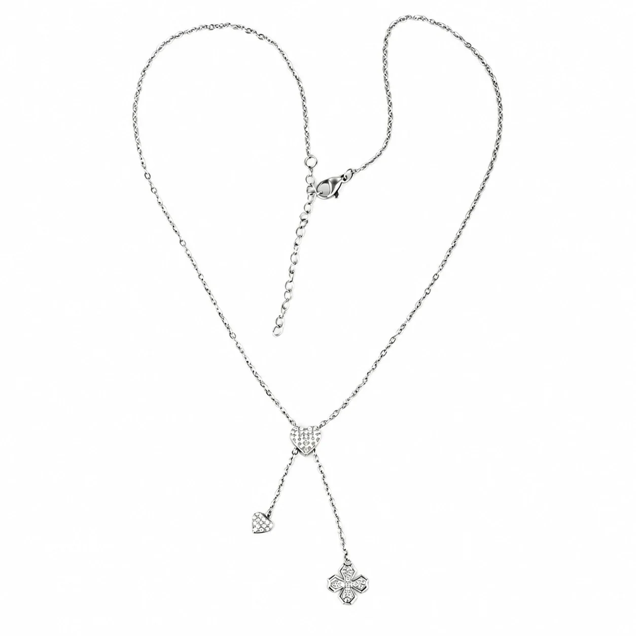 Polished 316 Stainless Steel Pavé Initial Necklace
