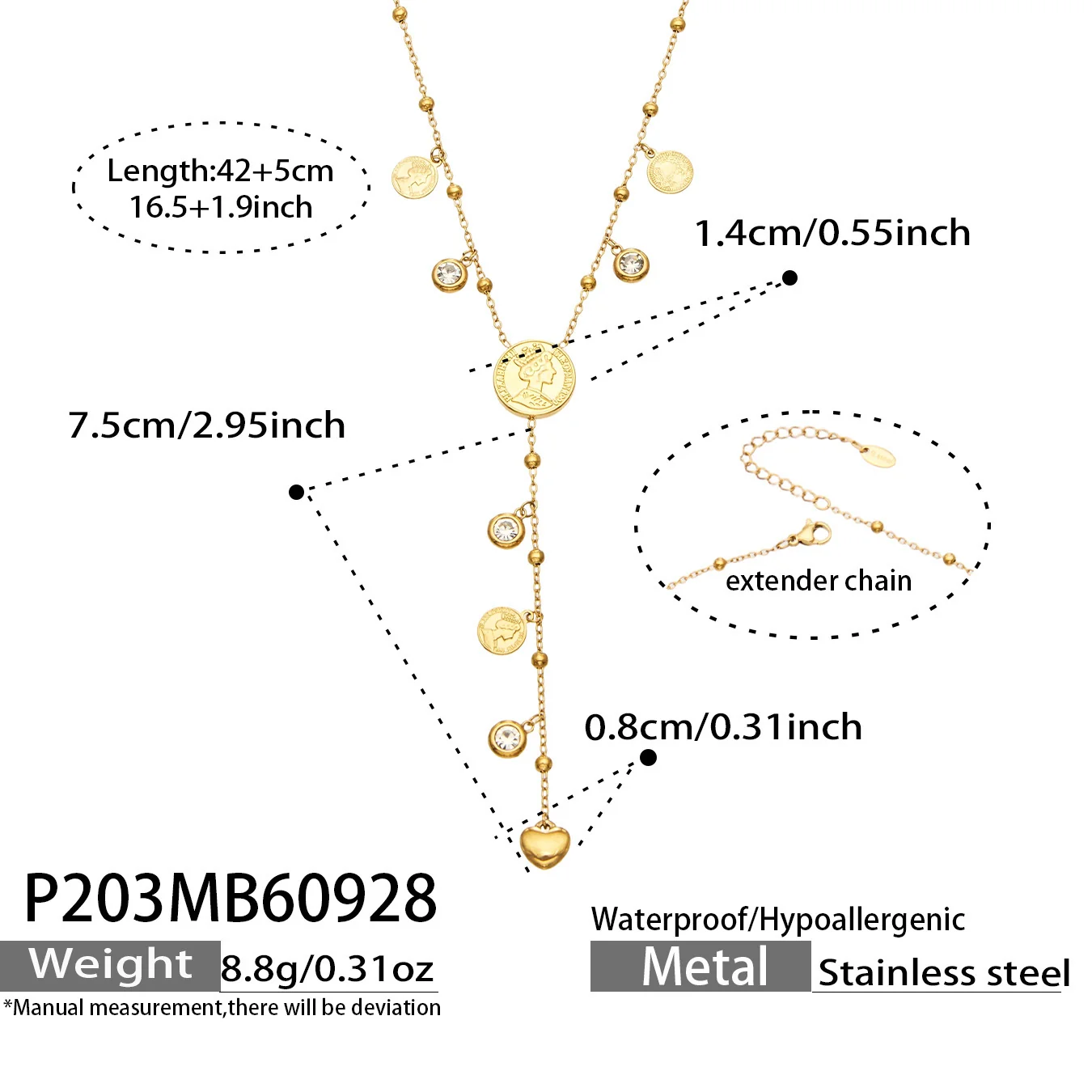 Produktfoto: Y-Collier mit Zirkonia-Motiven in Zargenfassung, Gold-PVD-Edelstahl