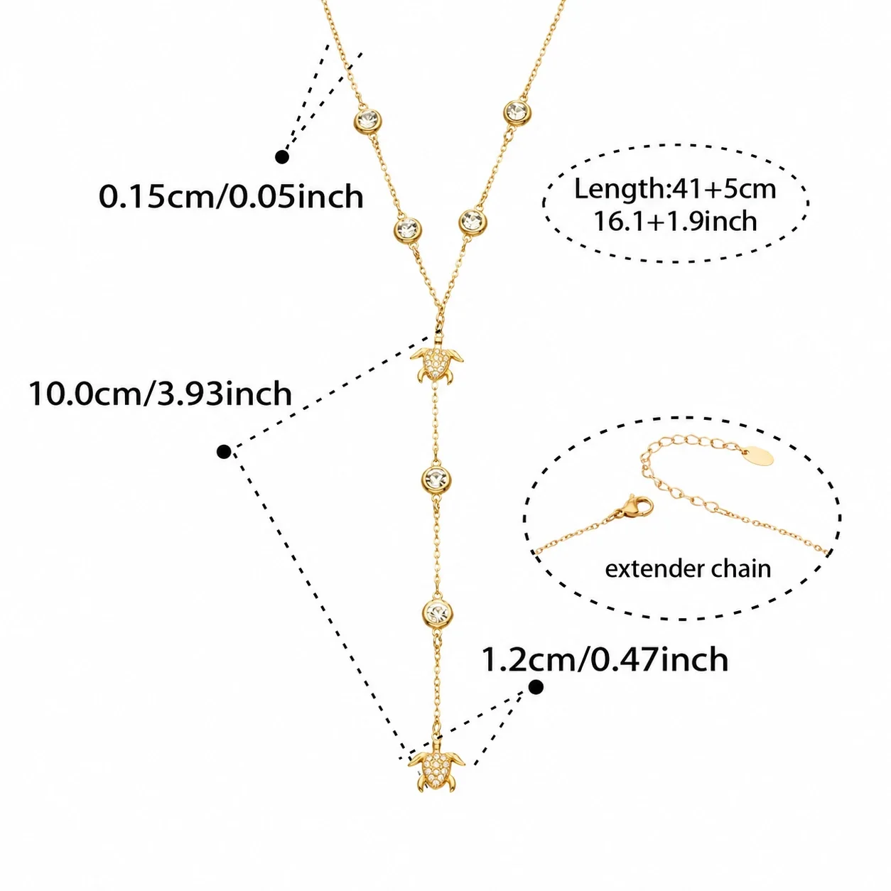 Produktfoto: Y-Collier mit Zirkonia-Motiven in Zargenfassung, Gold-PVD-Edelstahl
