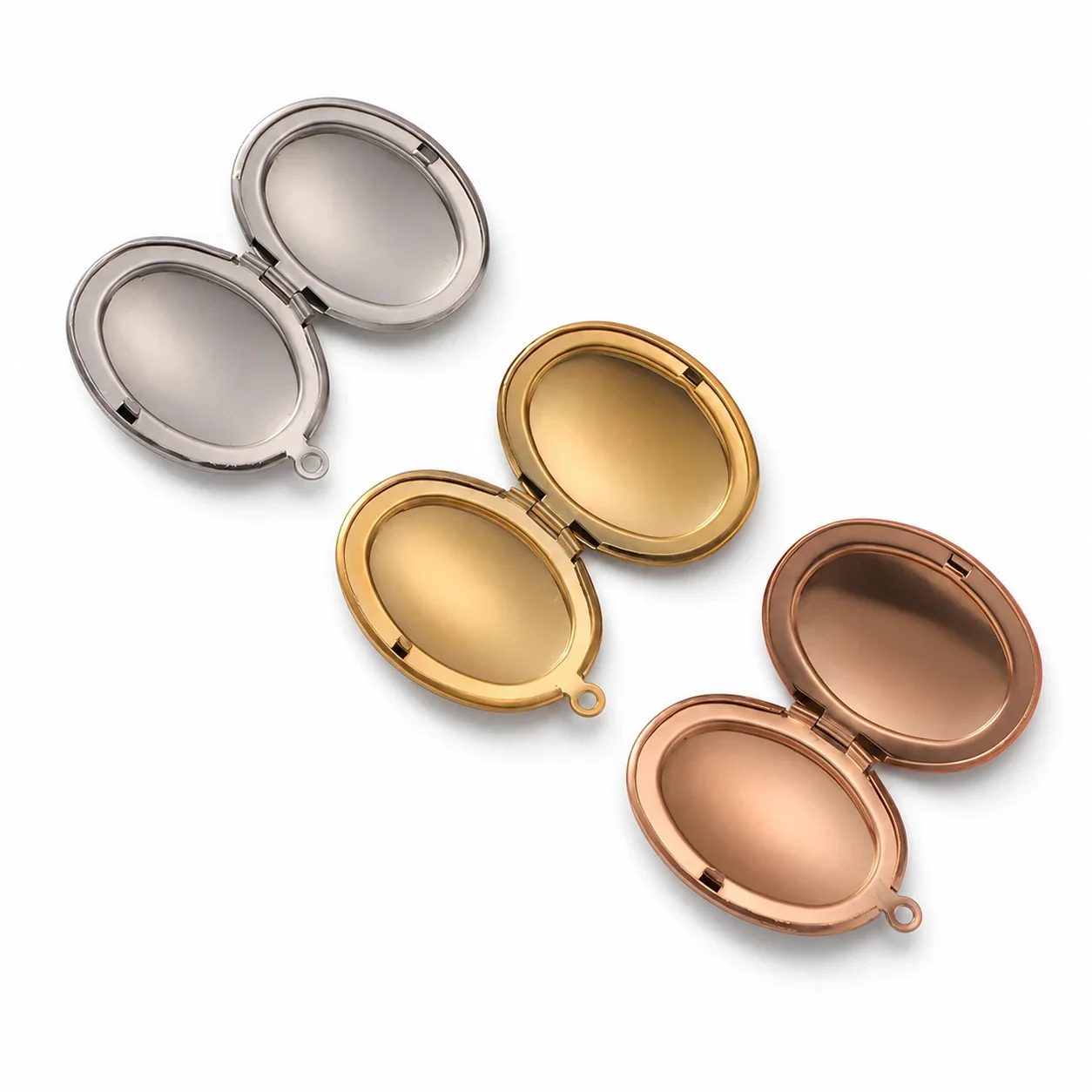 Polished 316 Stainless Steel Oval Locket Pendant