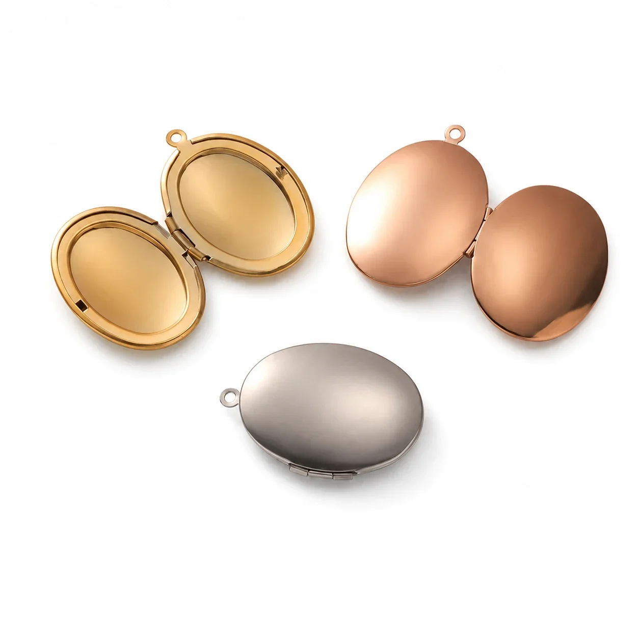 Polished 316 Stainless Steel Oval Locket Pendant