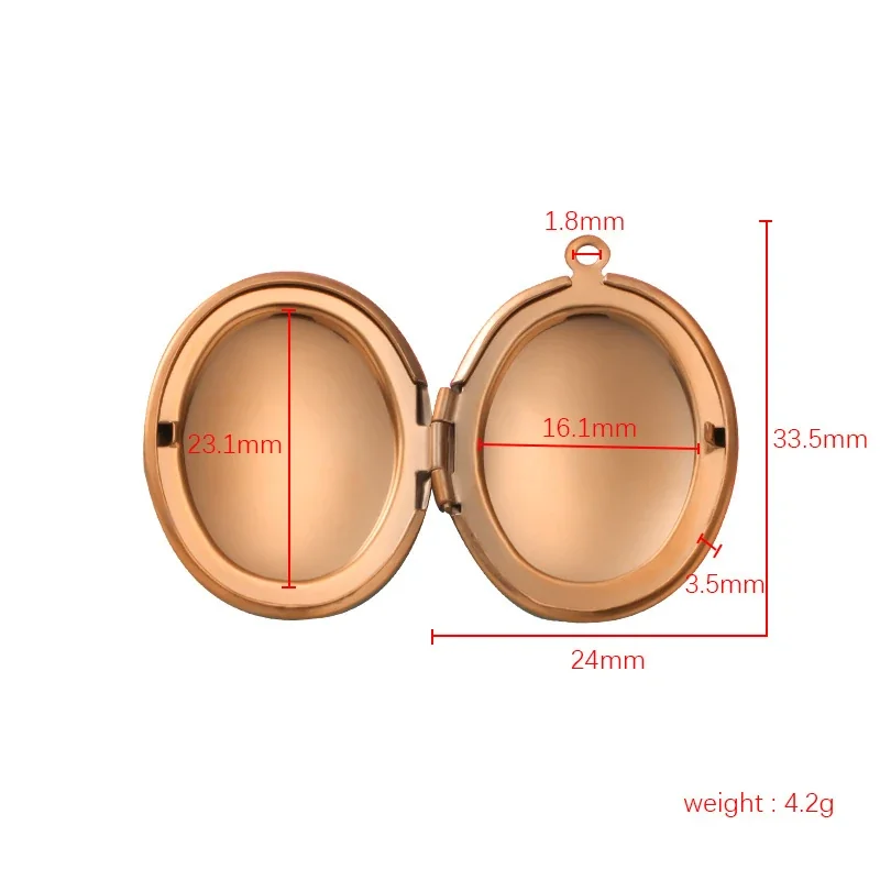 Polished 316 Stainless Steel Oval Locket Pendant