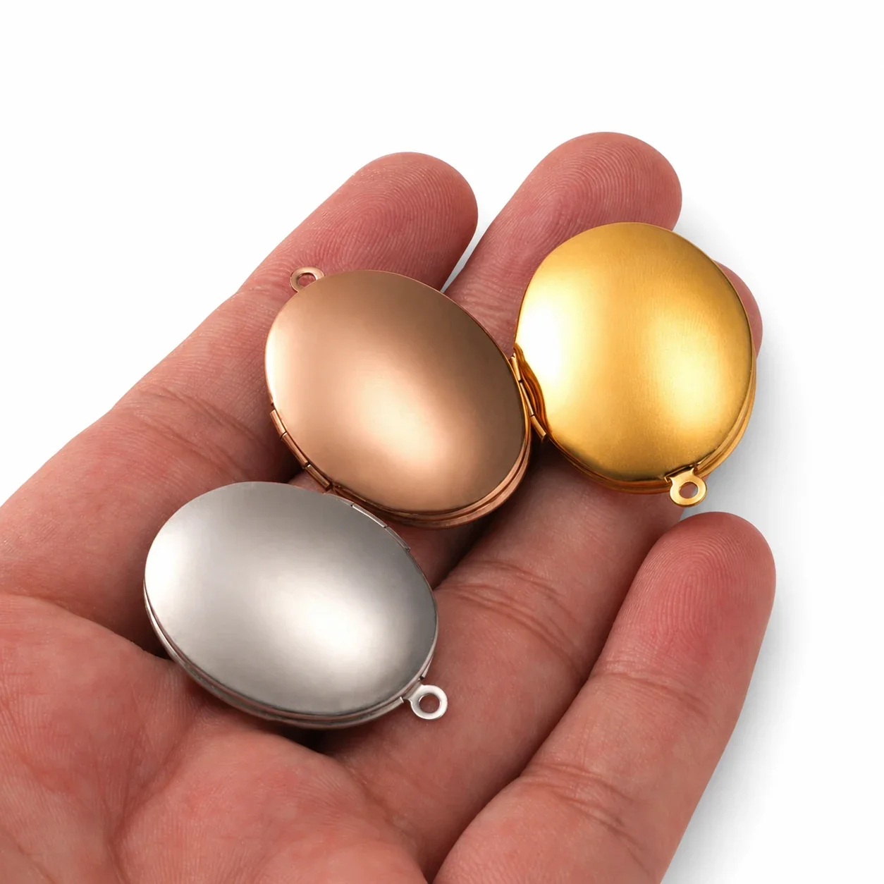 Polished 316 Stainless Steel Oval Locket Pendant