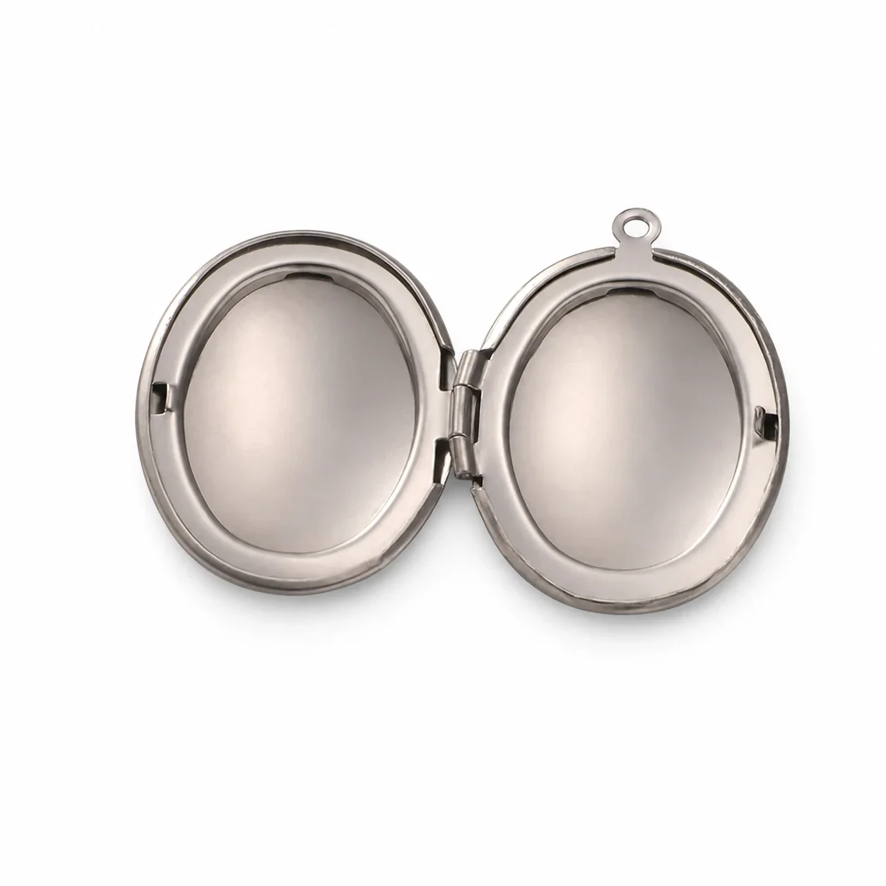 Polished 316 Stainless Steel Oval Locket Pendant - Silver