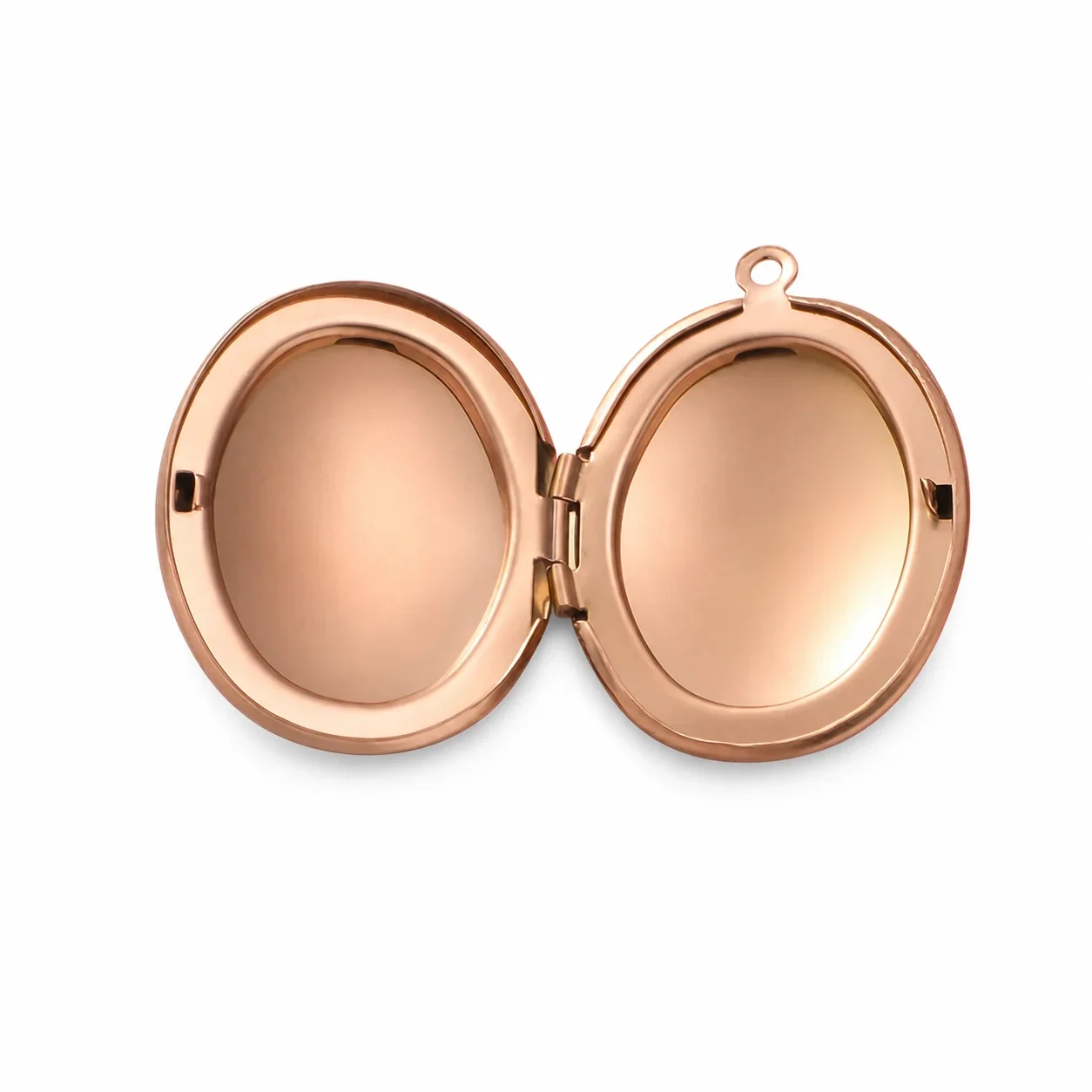 Polished 316 Stainless Steel Oval Locket Pendant - Rose Gold