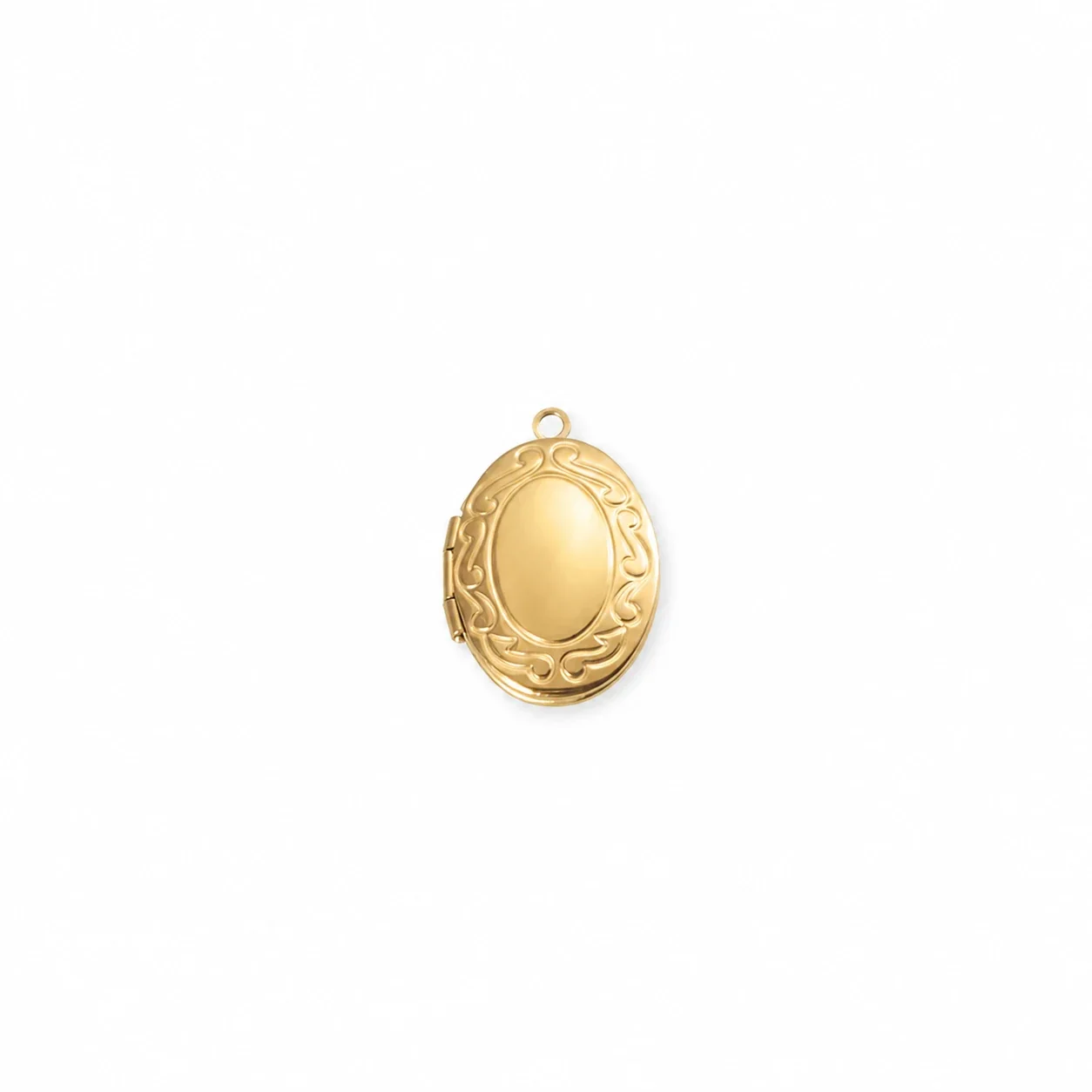 Polished 316 Stainless Steel Oval Locket Pendant - Gold Oval